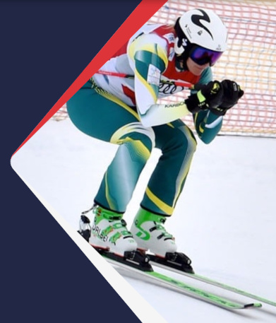 Woman skiing competitively
