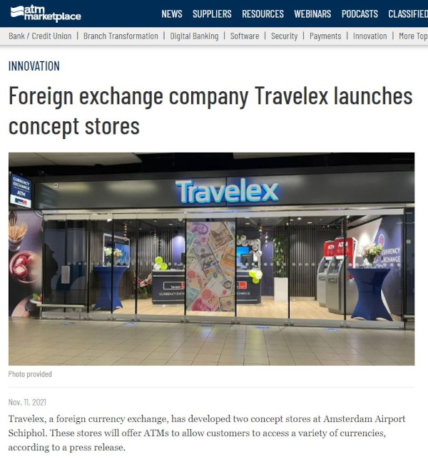 Travelex store at Schiphol Airport - ATM Marketplace press coverage