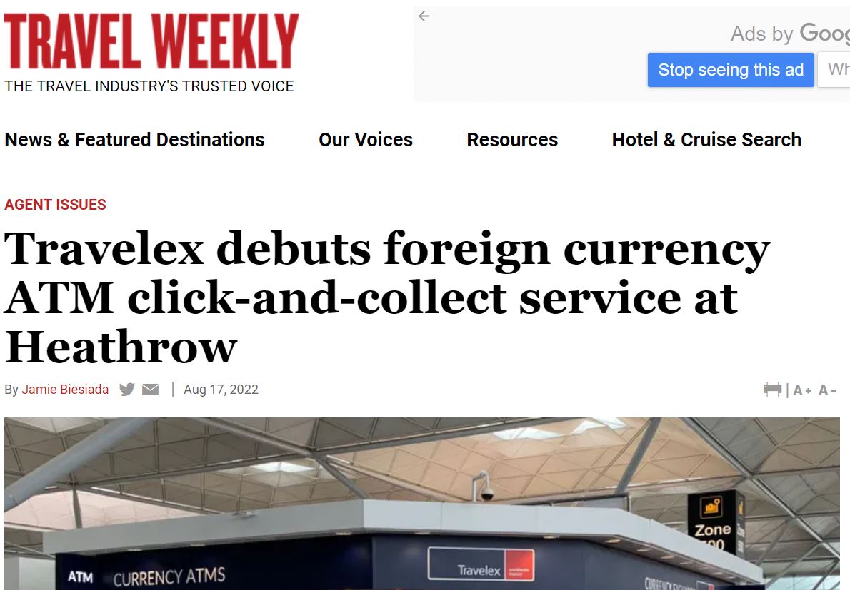 Online article - Travelex Click & Collect